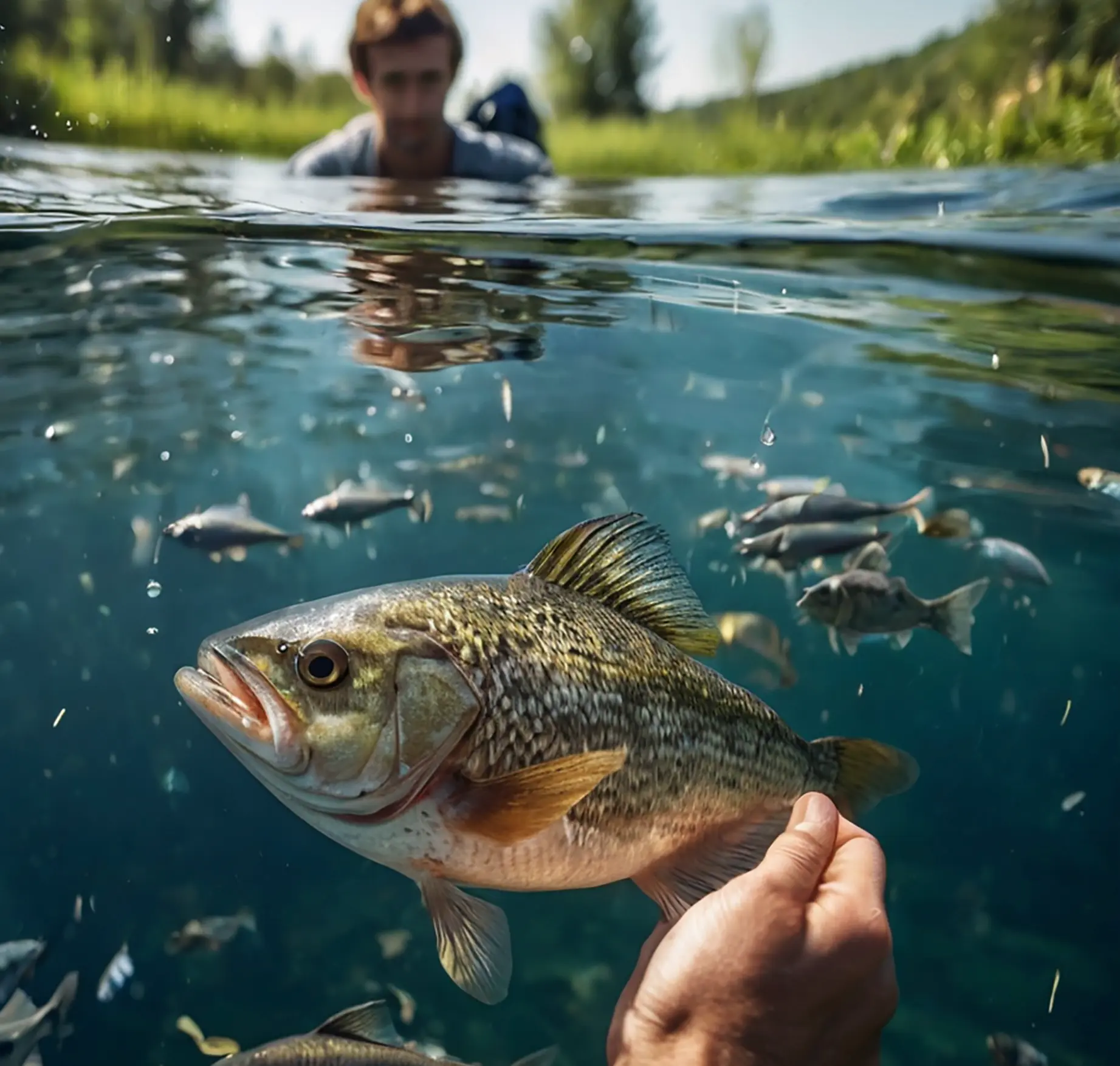 Fische werden am Wittenberger Stadtgraben umgesetzt